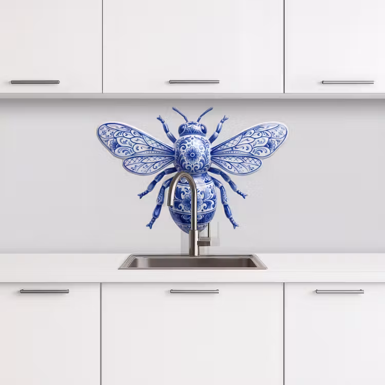 Bij - Modern - Delfts - Blauw keuken achterwand 2 middel -3d