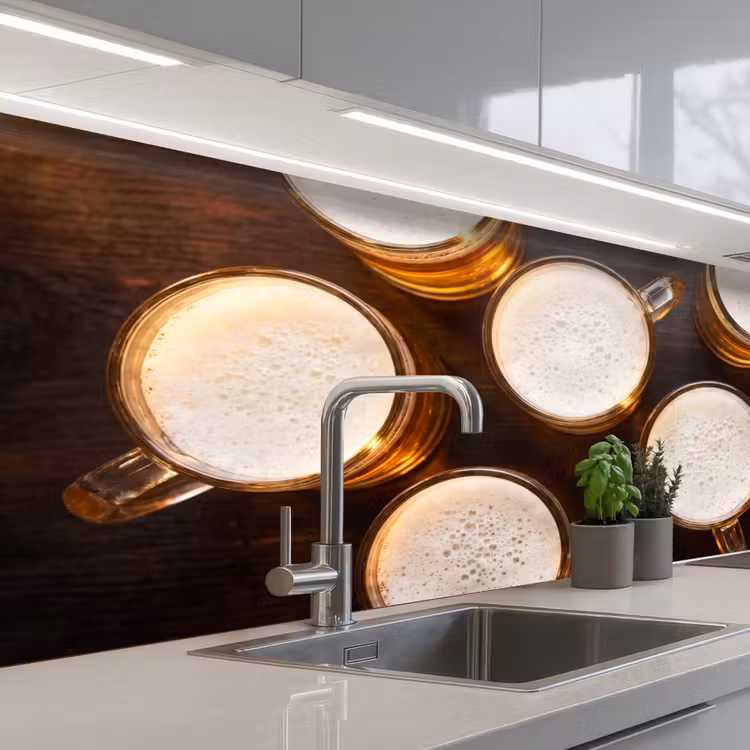 Bier - Glazen - Schuim - Hout - Drank keuken achterwand 2 middel -3d_schuin
