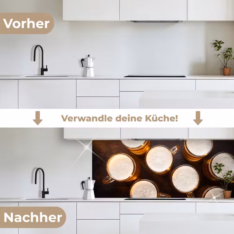 Bier - Glazen - Schuim - Hout - Drank keuken achterwand 2 middel -voor-na_DE