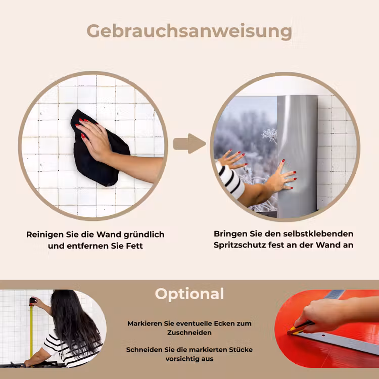 Schermbloem - Rijp - Kristallen - Winter - Delicaat keuken achterwand spatscherm klein -gebruiksaanwijzing_DE
