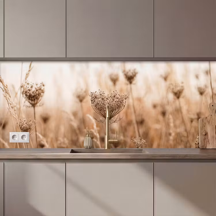 Schermbloem - Droogbloem - Winter - Beige - Minimalistisch keuken achterwand 2 middel zz_3dshopping