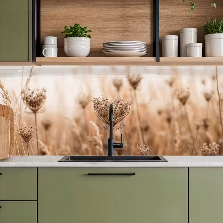 Schermbloem - Droogbloem - Winter - Beige - Minimalistisch keuken achterwand 2 middel -sfeer3
