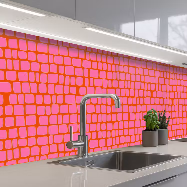 Organisch - Raster - Roze keuken achterwand 2 middel 871 -3d_schuin
