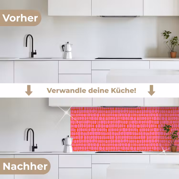 Organisch - Raster - Roze keuken achterwand 2 middel 871 -voor-na_DE