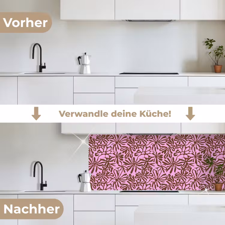 Organisch - Patroon - Roze keuken achterwand 2 middel 871 -voor-na_DE
