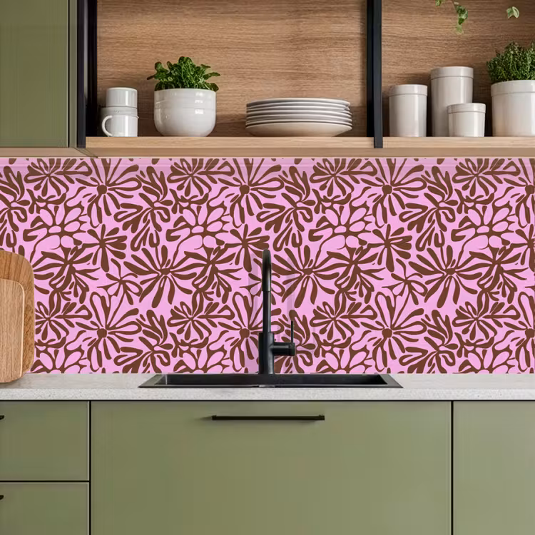 Organisch - Patroon - Roze keuken achterwand 2 middel 871 -sfeer3