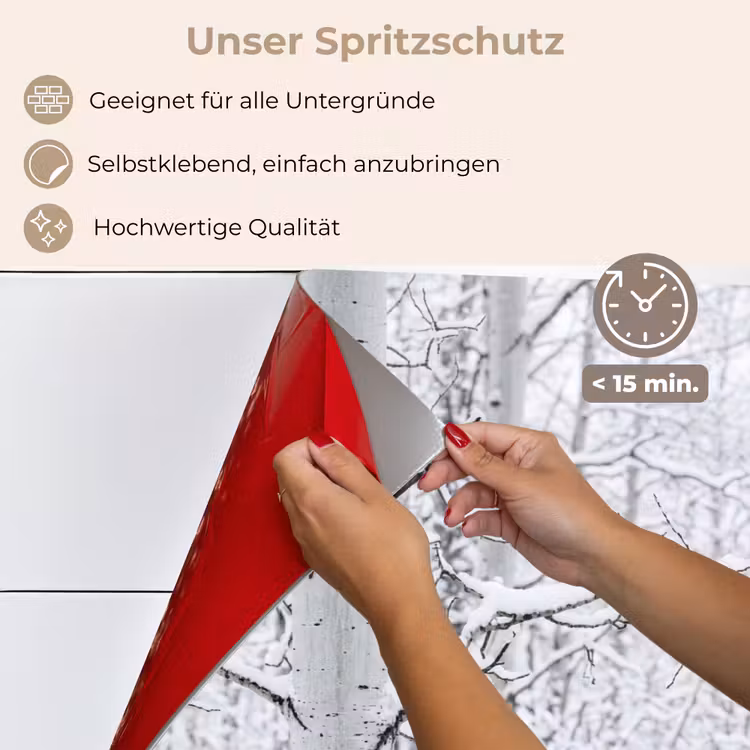 Berkenbomen - Sneeuw - Winter - Bos - Wit keuken achterwand spatscherm klein -spatscherm_DE