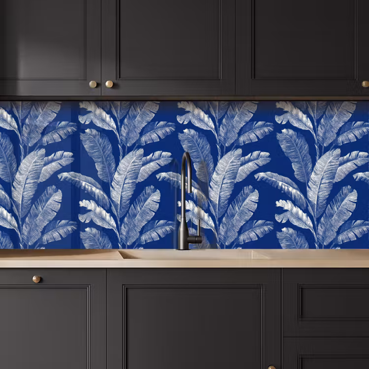 Blad - Palm - Blauw keuken achterwand 2 middel 871 -sfeer1