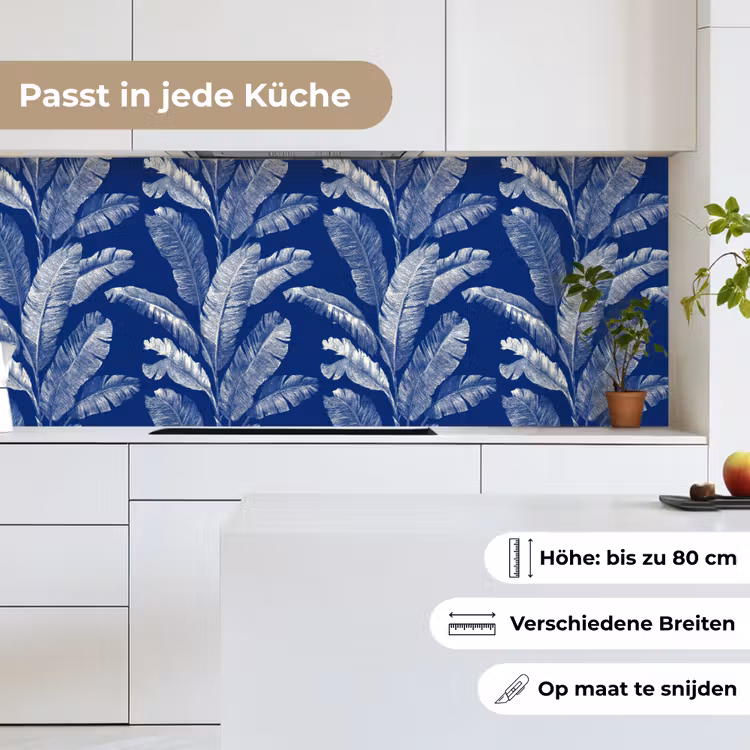 Blad - Palm - Blauw keuken achterwand 2 middel 871 -sfeer4_DE