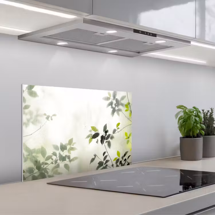 Blad - Schaduw - Natuur - Abstract - Groen keuken achterwand spatscherm klein -3d_schuin