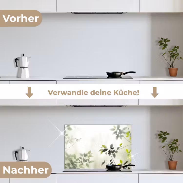 Blad - Schaduw - Natuur - Abstract - Groen keuken achterwand spatscherm klein -voor_na_DE