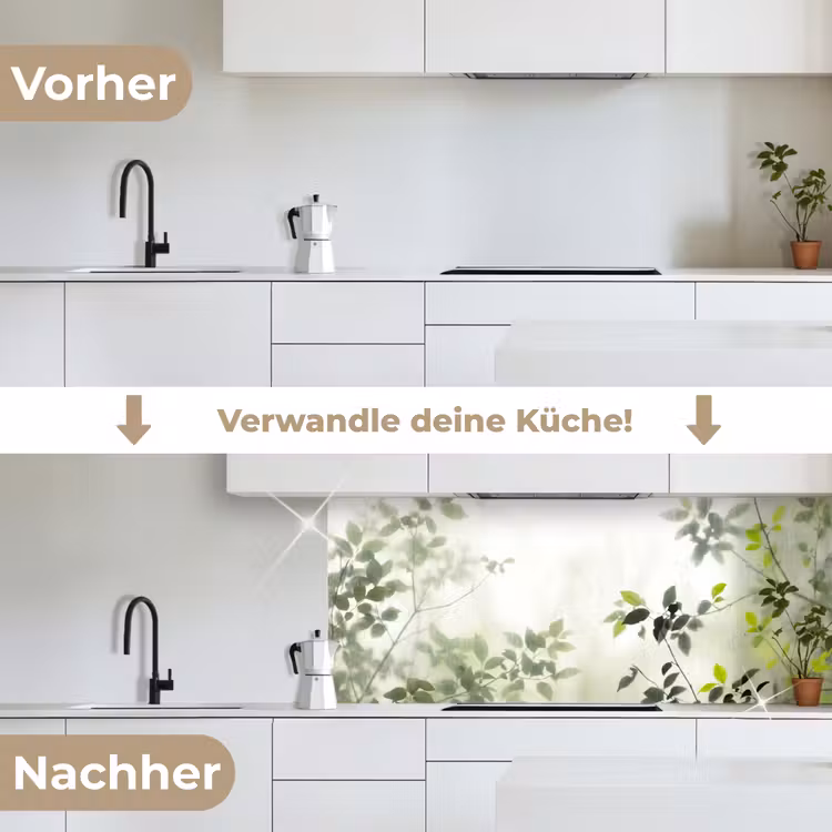 Blad - Schaduw - Natuur - Abstract - Groen keuken achterwand 2 middel -voor-na_DE