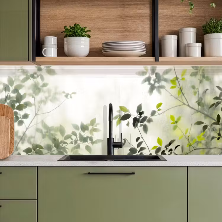 Blad - Schaduw - Natuur - Abstract - Groen keuken achterwand 2 middel -sfeer3