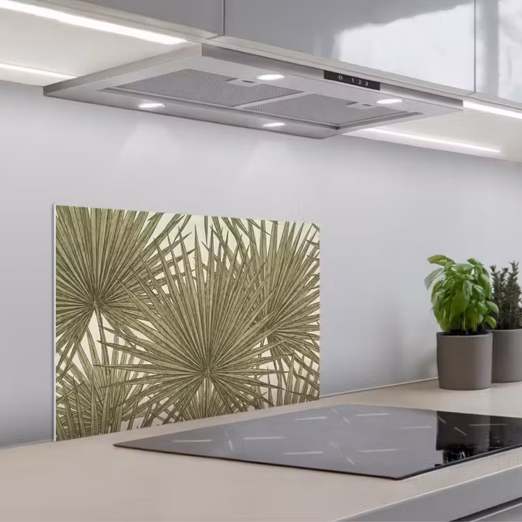 Blad - Tropisch - Patroon - Natuur - Groen keuken achterwand spatscherm klein -3d_schuin