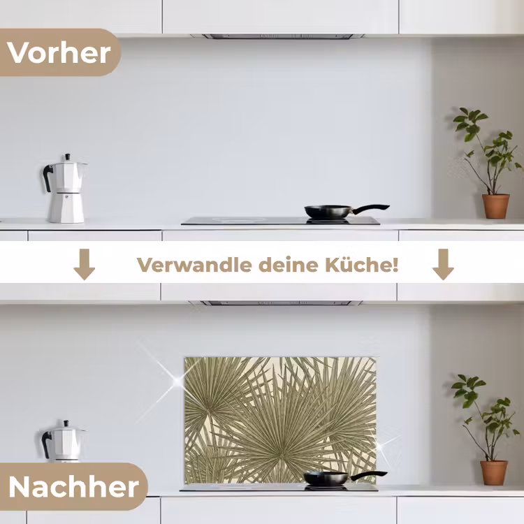Blad - Tropisch - Patroon - Natuur - Groen keuken achterwand spatscherm klein -voor_na_DE