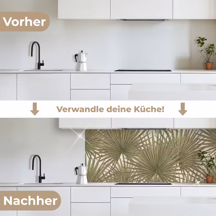 Blad - Tropisch - Patroon - Natuur - Groen keuken achterwand 2 middel -voor-na_DE