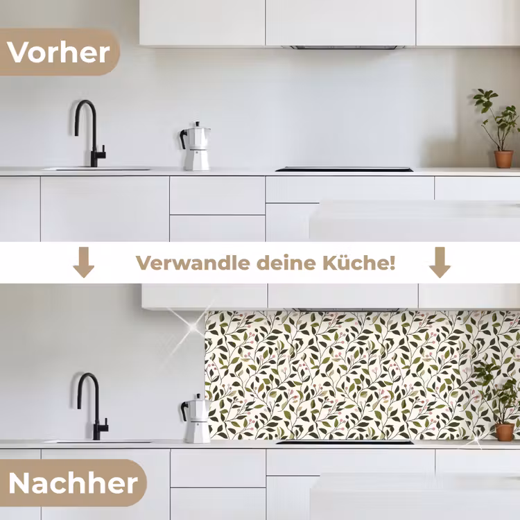 Bladeren - Bessen - Roze keuken achterwand 2 middel 871 -voor-na_DE