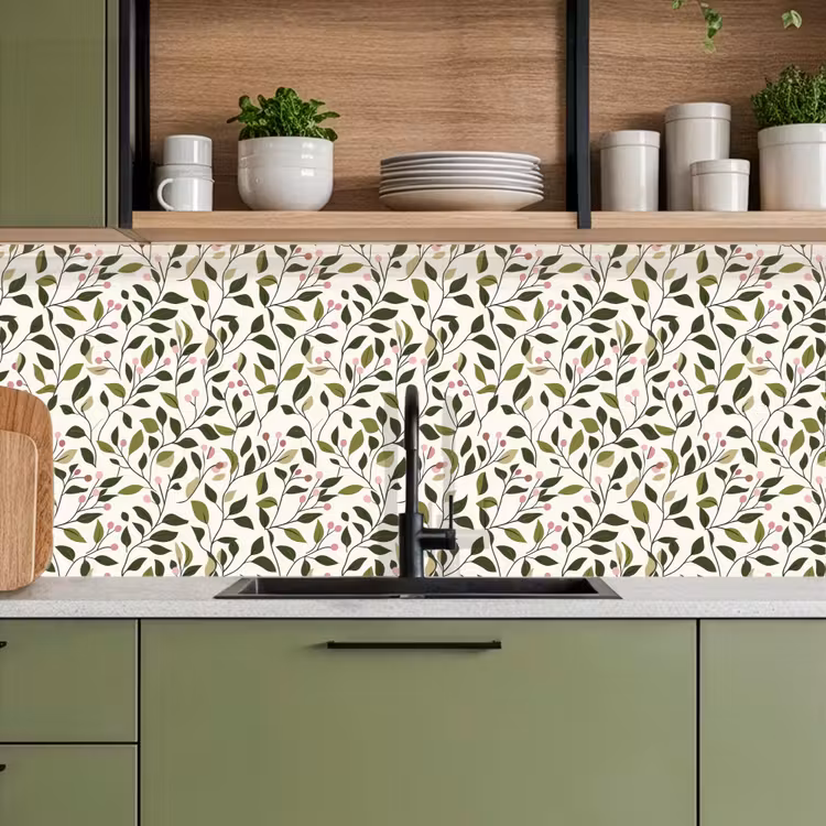 Bladeren - Bessen - Roze keuken achterwand 2 middel 871 -sfeer3