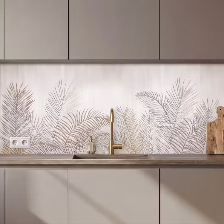 Bladeren - Beige - Botanisch - Vintage keuken achterwand 2 middel zz_3dshopping