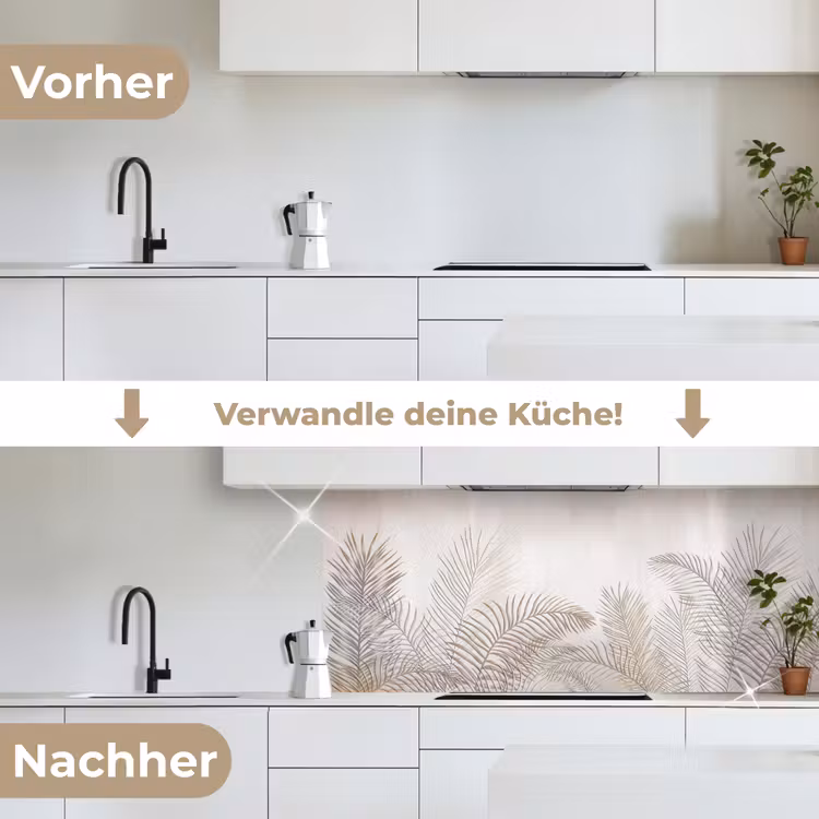 Bladeren - Beige - Botanisch - Vintage keuken achterwand 2 middel -voor-na_DE
