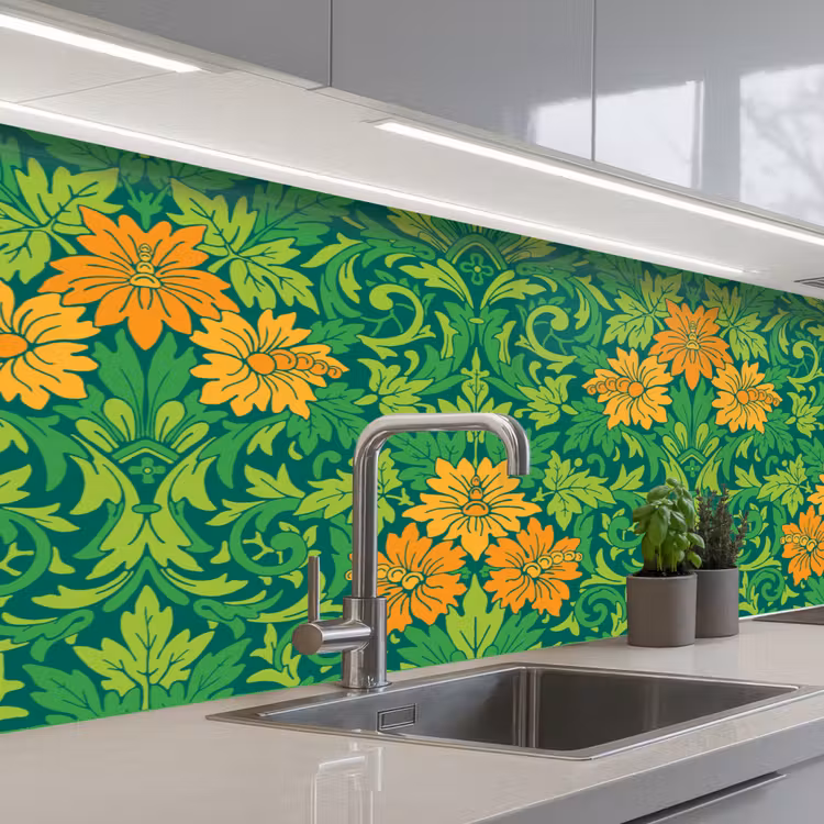 Bladeren - Bloemen - Boho - Hippie - Patronen keuken achterwand 2 middel 871 -3d_schuin