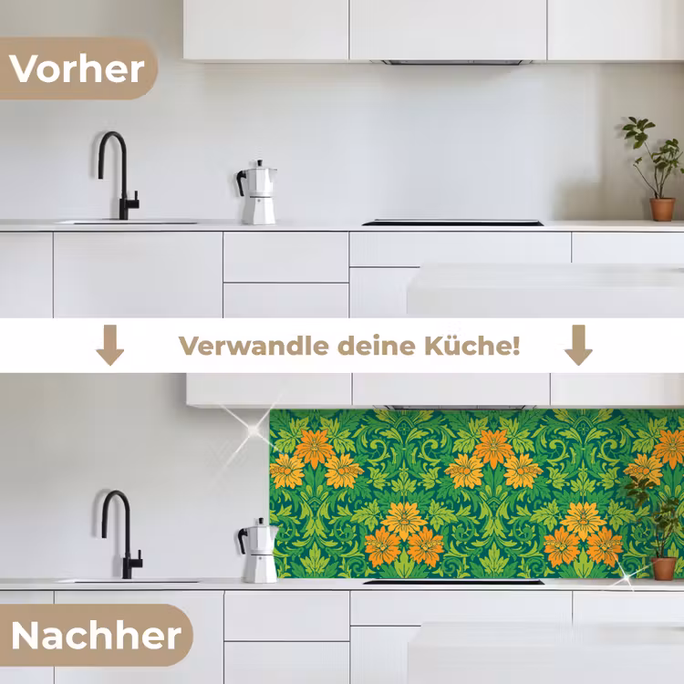 Bladeren - Bloemen - Boho - Hippie - Patronen keuken achterwand 2 middel 871 -voor-na_DE