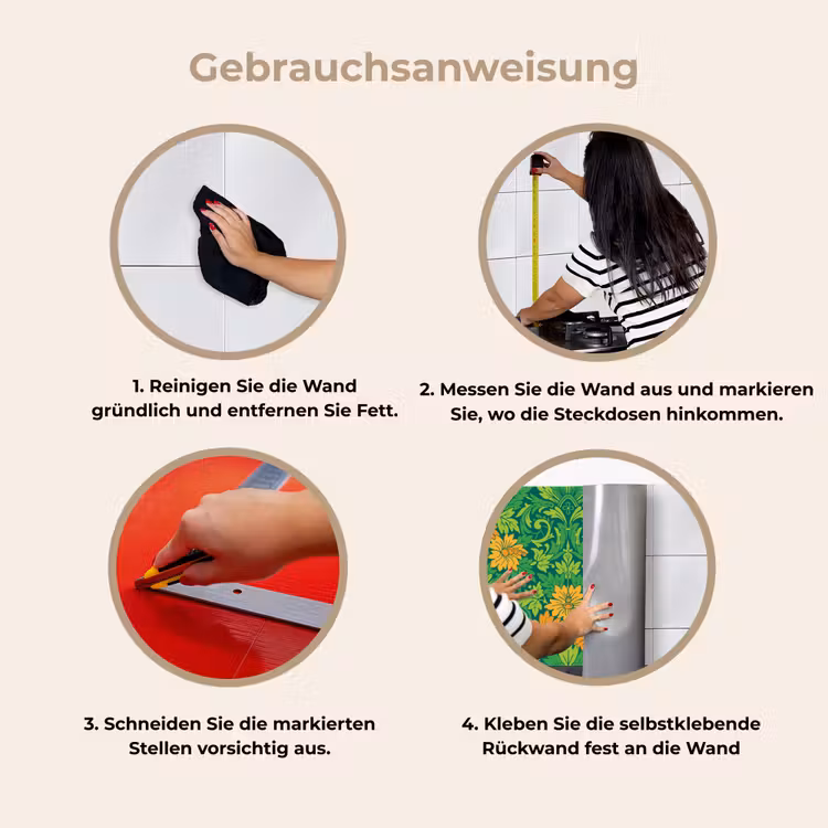 Bladeren - Bloemen - Boho - Hippie - Patronen keuken achterwand 2 middel 871 -gebruiksaanwijzing_DE