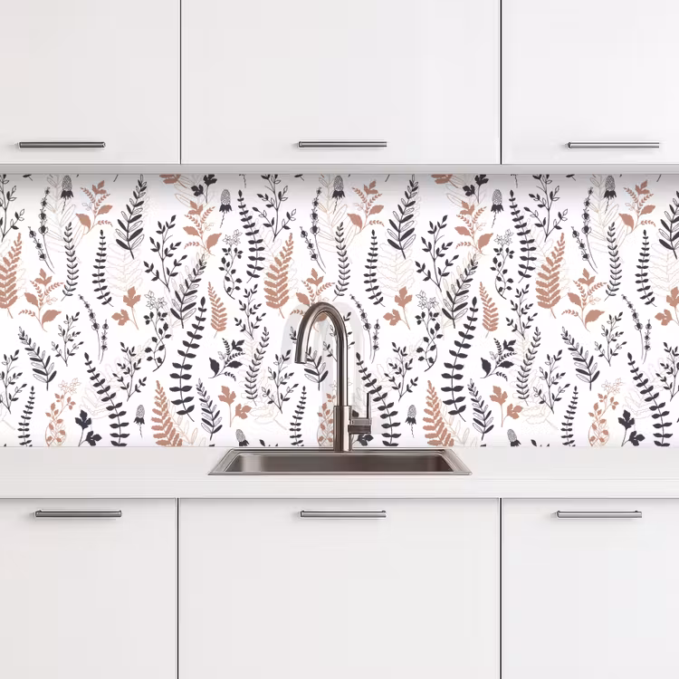 Bladeren - Bloemen - Design keuken achterwand 2 middel 871 -3d