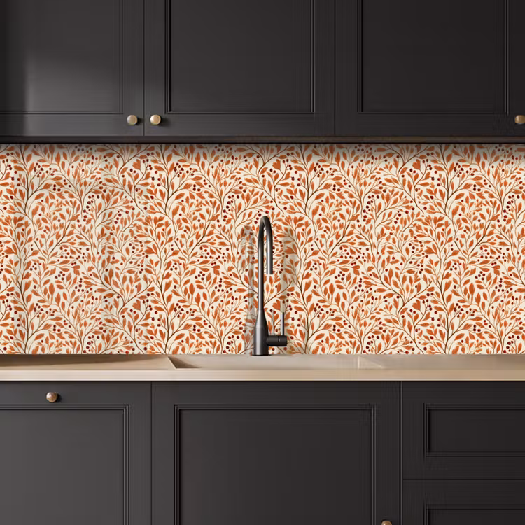 Bladeren - Botanisch - Terracotta keuken achterwand 2 middel 871 -sfeer1