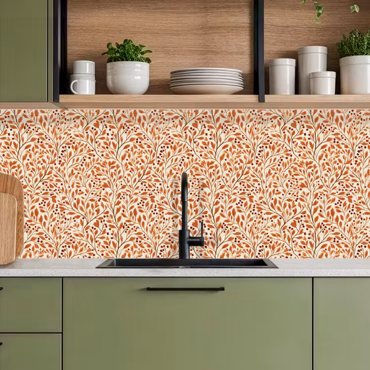 Bladeren - Botanisch - Terracotta keuken achterwand 2 middel 871 -sfeer3