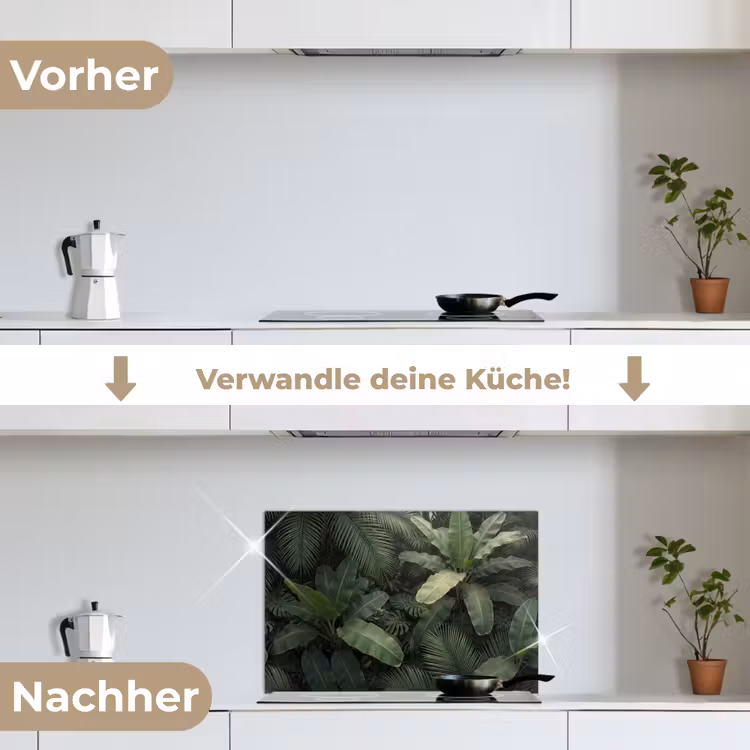 Bladeren - Groen - Tropisch - Natuur keuken achterwand spatscherm klein -voor_na_DE