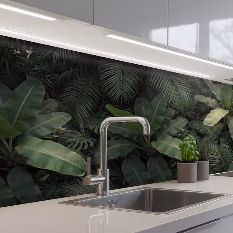 Bladeren - Groen - Tropisch - Natuur keuken achterwand 2 middel -3d_schuin