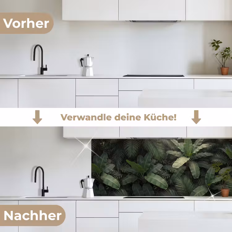 Bladeren - Groen - Tropisch - Natuur keuken achterwand 2 middel -voor-na_DE