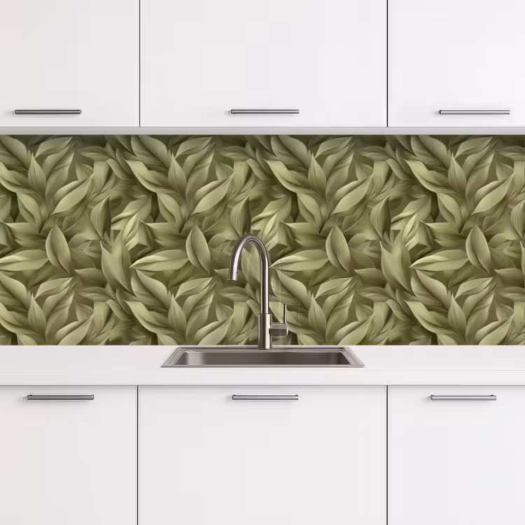 Bladeren - Modern - Groen keuken achterwand 2 middel 871 -3d