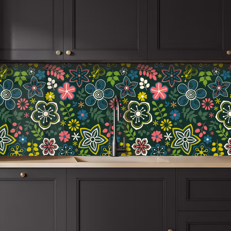 Bladeren - Patronen - Bloemen keuken achterwand 2 middel 871 -sfeer1