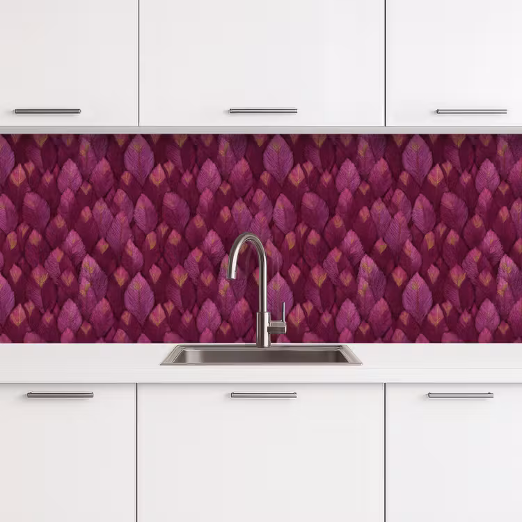 Bladeren - Patroon - Burgundy keuken achterwand 2 middel 871 -3d