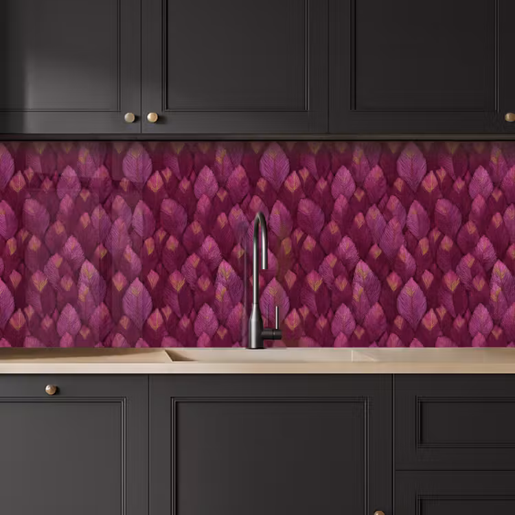 Bladeren - Patroon - Burgundy keuken achterwand 2 middel 871 -sfeer1