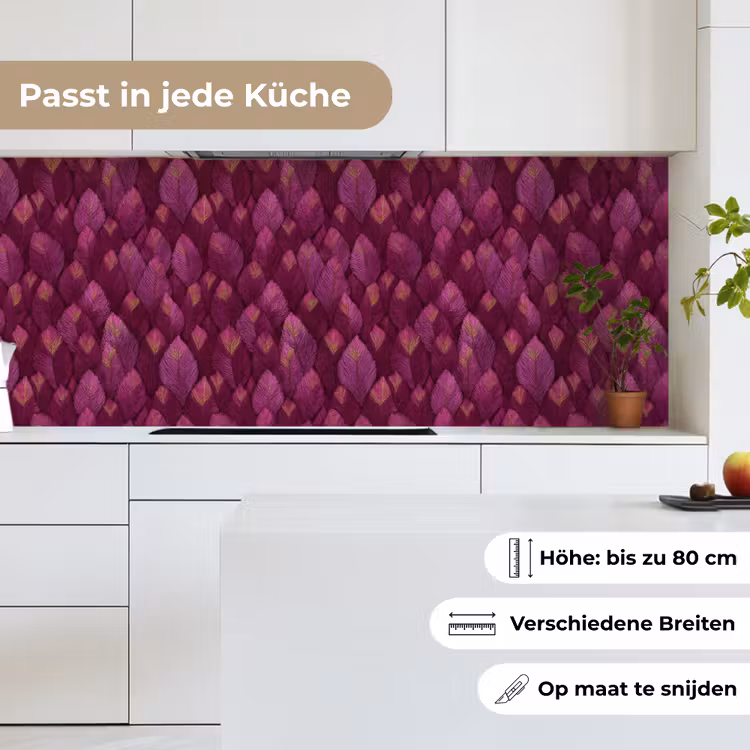 Bladeren - Patroon - Burgundy keuken achterwand 2 middel 871 -sfeer4_DE