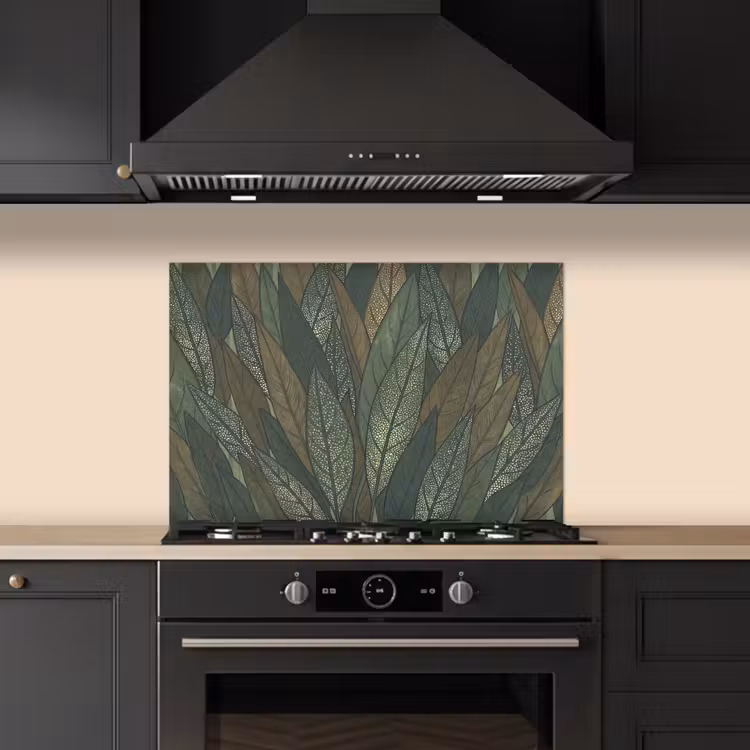 Bladeren - Patroon - Gestippeld - Natuur - Groen keuken achterwand spatscherm klein -sfeer1