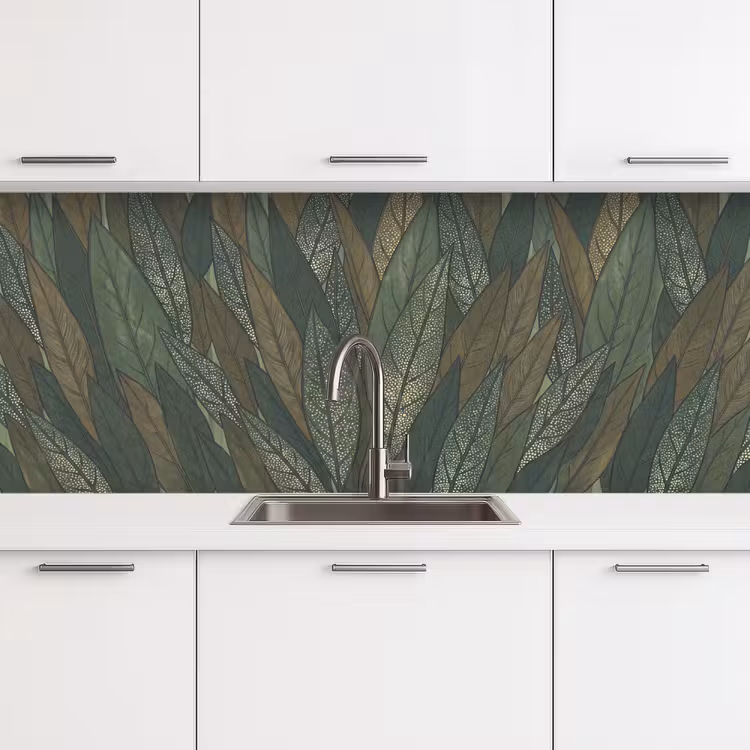 Bladeren - Patroon - Gestippeld - Natuur - Groen keuken achterwand 2 middel -3d