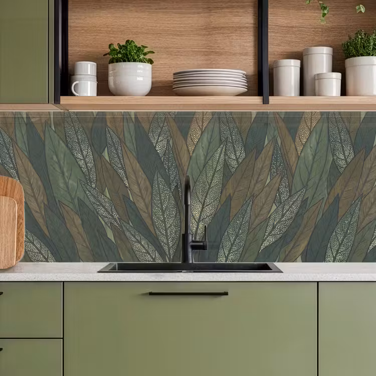 Bladeren - Patroon - Gestippeld - Natuur - Groen keuken achterwand 2 middel -sfeer3