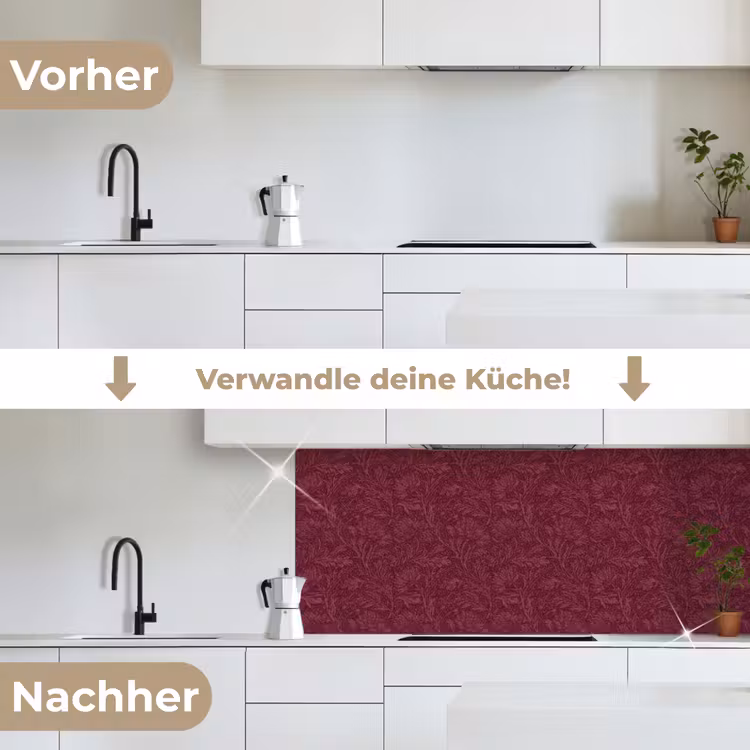 Bladeren - Patroon - Paars keuken achterwand 2 middel 871 -voor-na_DE