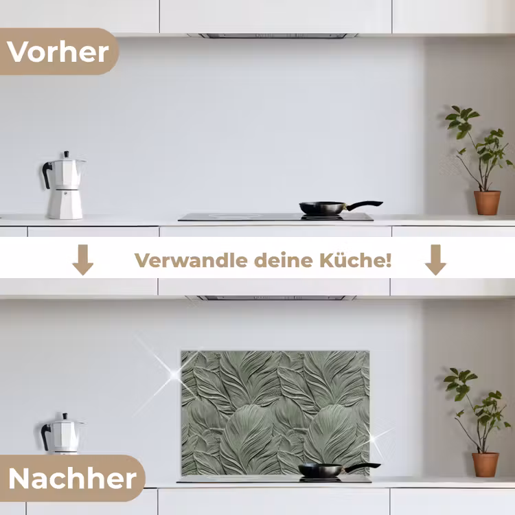 Bladeren - Textuur - Groen keuken achterwand spatscherm klein 900 -voor_na_DE