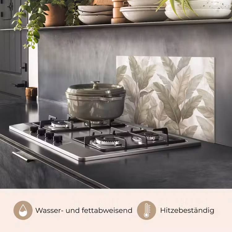 Bladeren - Tropisch - Natuur - Abstract - Beige keuken achterwand spatscherm klein -usp_DE