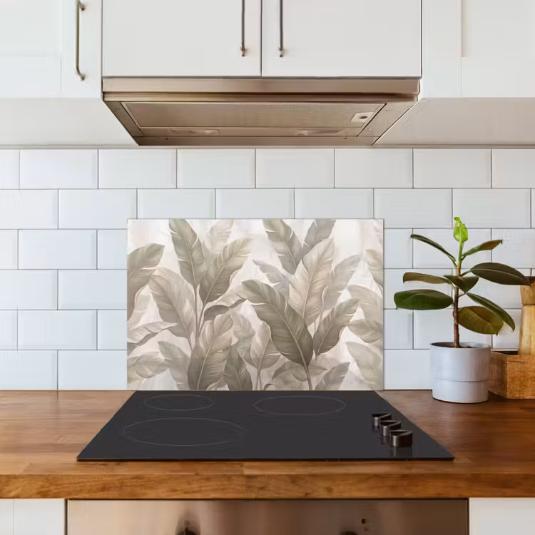 Bladeren - Tropisch - Natuur - Abstract - Beige keuken achterwand spatscherm klein -sfeer2