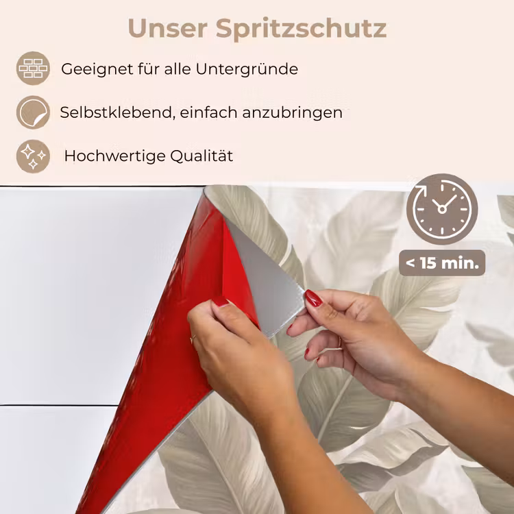 Bladeren - Tropisch - Natuur - Abstract - Beige keuken achterwand spatscherm klein -spatscherm_DE