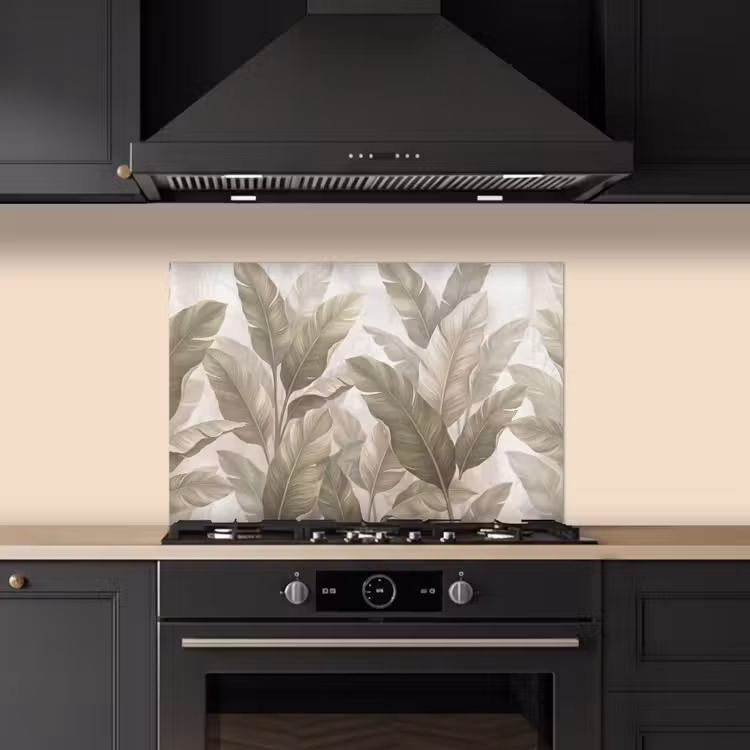 Bladeren - Tropisch - Natuur - Abstract - Beige keuken achterwand spatscherm klein -sfeer1