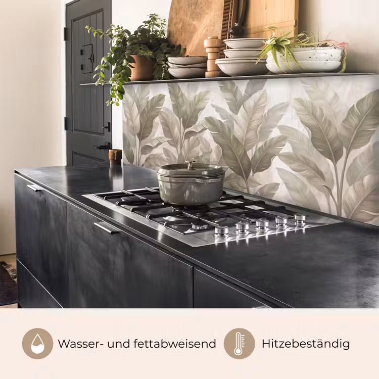 Bladeren - Tropisch - Natuur - Abstract - Beige keuken achterwand 2 middel -usp_DE