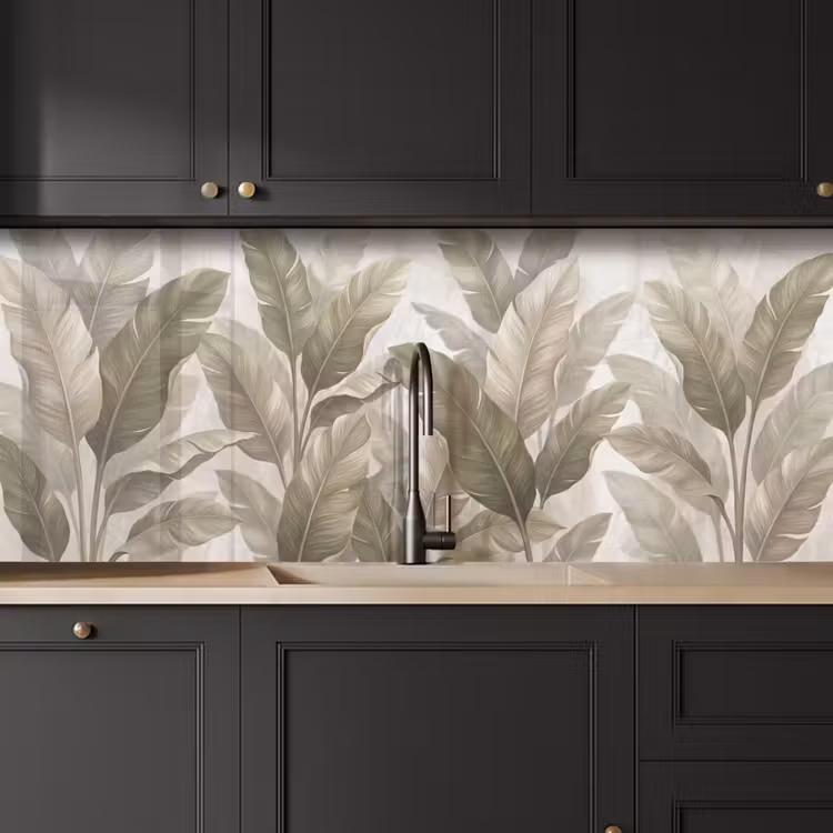 Bladeren - Tropisch - Natuur - Abstract - Beige keuken achterwand 2 middel -sfeer1