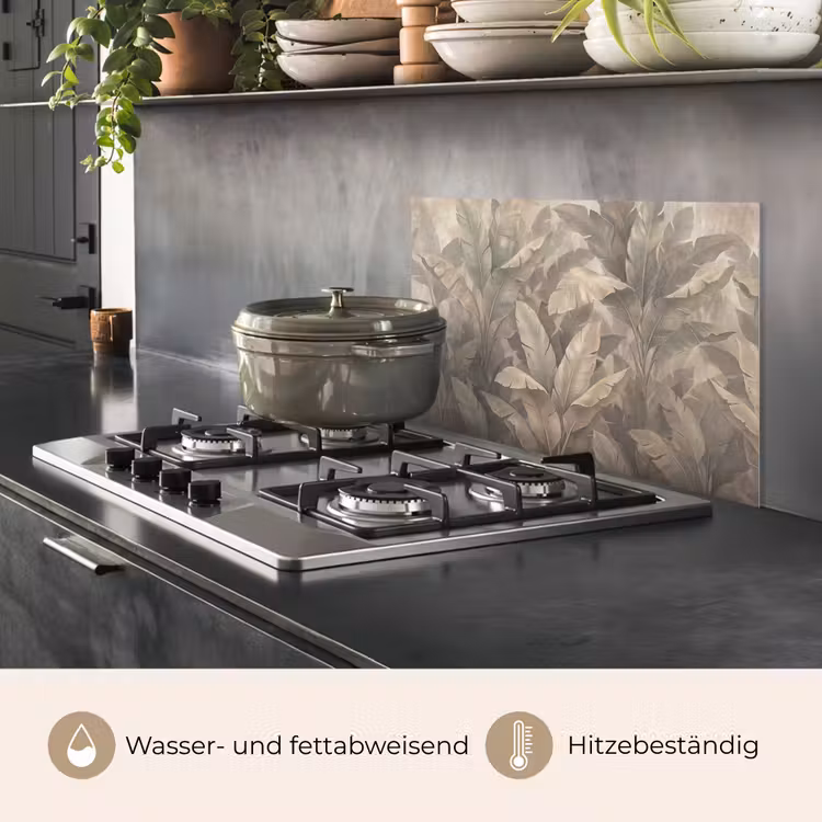 Bladeren - Tropisch - Natuur - Modern - Beige keuken achterwand spatscherm klein -usp_DE